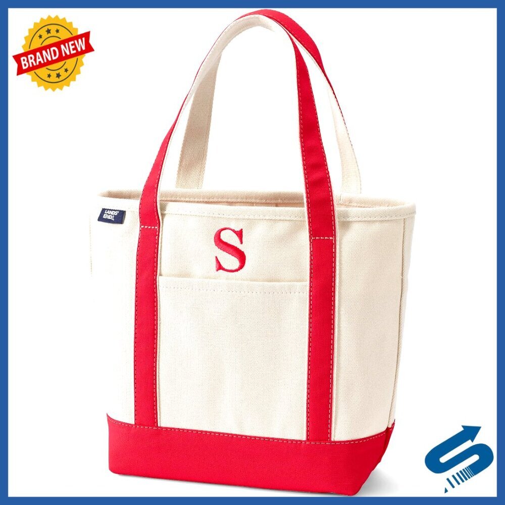 Canvas Tote Bag Preppy Classic Durable Spacious Pockets Monogrammed Initial